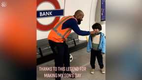 Train-obsessed toddler makes announcement on London Underground