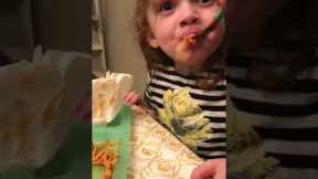Adorable Girl Struggles To Eat