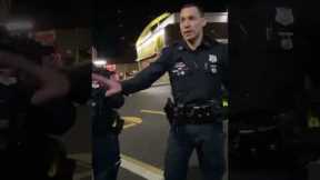 Two friends tease and annoy police officers