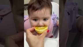 Adorable baby tries orange for the 1st time