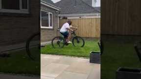 Mom tries to ride sons bike 😂