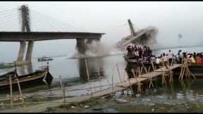 Indian bridge collapses for SECOND TIME and splashes into Ganges River