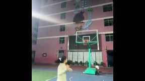 Girl's epic basketball shot takes comical turn
