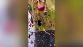 Talented young girl scales 12-metre-tall wall in just 10 seconds