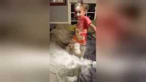 Toddler gets carried away with baby powder ?