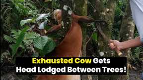 Cow is Rescued After Getting Its Head Stuck
