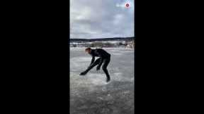 International Figure Skater Puts On Magical Performance On Frozen Lake #Shorts