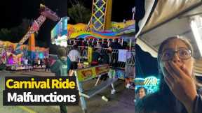 Scary Moment Carnival Ride Malfunctions With People On It! ?