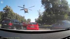 Helicopter knocks down lamp posts during emergency landing