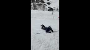 Attempt at a ski jump which ends with a fail