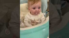 Baby tries cottage cheese for the first time