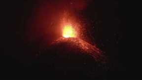 Guatemala's Fuego volcano erupting at night