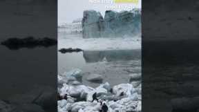 Glacier collapses creating huge tidal wave 😱 #shorts