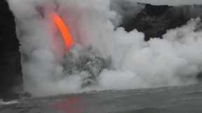Huge lava flow pours into the ocean - Kilauea Volcano