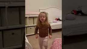 Adorable girl so excited about her big girl bed