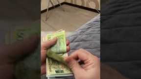 French bulldog helps count money in the cutest way