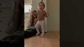 Mom tears up when daughter takes first steps!
