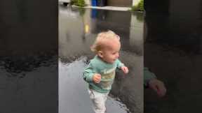 Baby boy loves to jump in the rain ❤