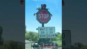 Driver in suspense over transforming stop sign