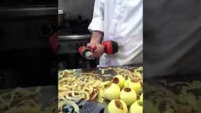 Speed peeling apples with a power drill