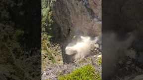 Huge boulder makes satisfying noise as it crashes