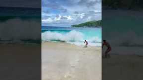 Giant wave takes out guy 😱