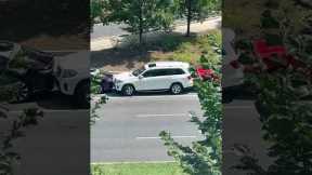 Woman gets out of impossibly tight parking spot