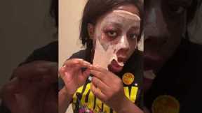 Woman falls asleep with skincare mask on