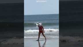 Woman wearing seagull mask has bizarre photoshoot