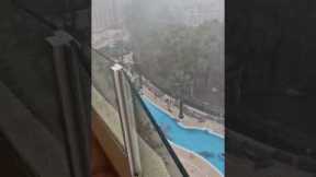 Spine-chilling footage from 9th floor shows INTENSE STORM wreaking havoc in Palma Nova