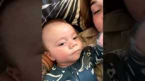 Baby boy gives fierce stare to camera