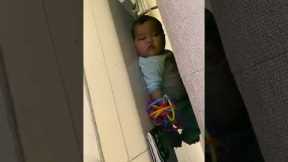 Baby Wiggles Way Under Sofa