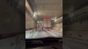 Truck Scrapes the entire length of the summer tunnel in Massachusetts
