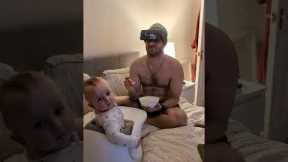 Dad finds a clever way to grab baby's attention