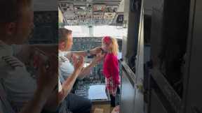 Adorable daughters do the flight announcements