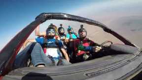 Crazy Guys Skydive Out Of A Car!