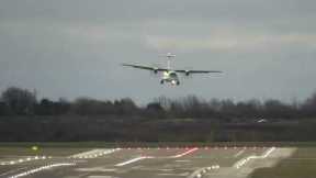 Diverted plane aborts landing then dips violently towards runway