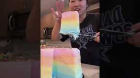 Woman taste tests $45 cotton candy cake