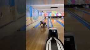She slipped and fell twice while bowling