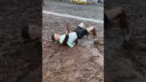 Drunk Man Falls In Mud