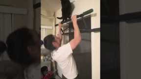 Cat Interrupts Man's Pull Ups