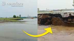 Crazy Moment Land Rises 10ft Out Of Lake || Newsflare