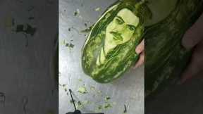 Master Watermelon Artist Carves Portrait