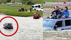 Family Stranded In River In Crossing Attempt || Newsflare