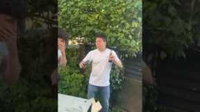 Clumsy Man Knocks Over BBQ Grill