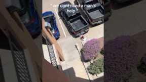 Woman Tries To Throw Trash From Balcony