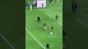 Pitch Invaders Get Tackled During Ceremony