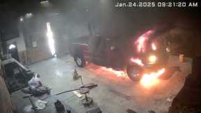 Truck In Garage Goes Up In Flames