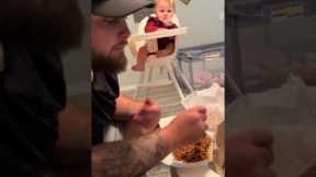 Baby Mimics Dad's Eating