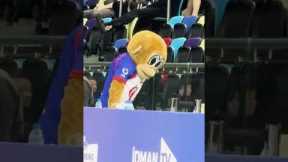 Monkey Mascot Splits His Banana